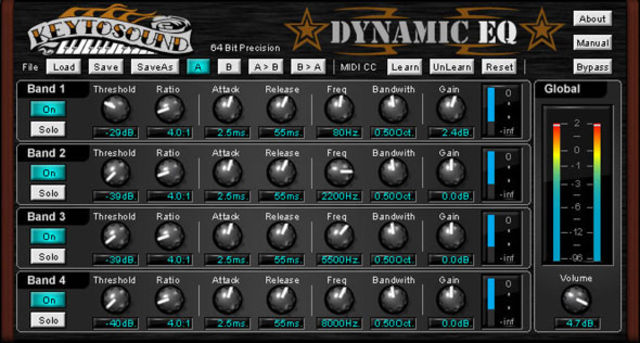 blank You can target problem frequencies with the Dynamic EQ.